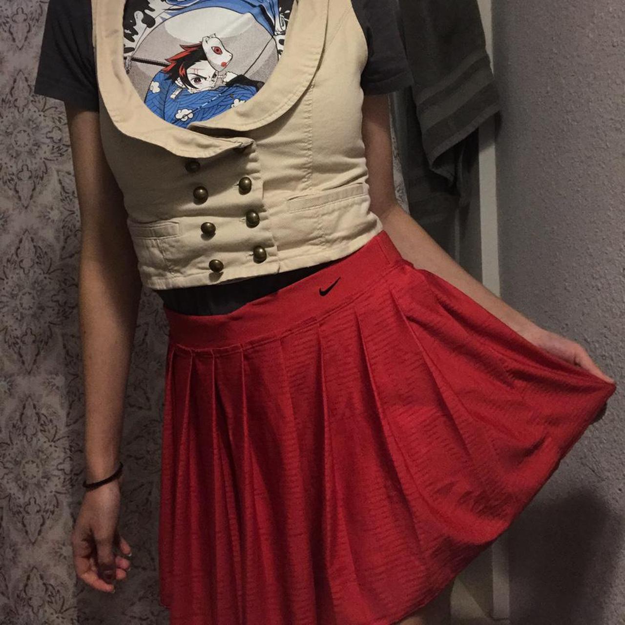 Nike tennis skirt Red pleated skirt with biker... Depop
