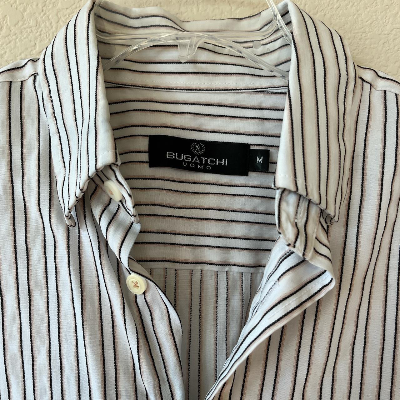Bugatchi Men's White and Brown Shirt (2)