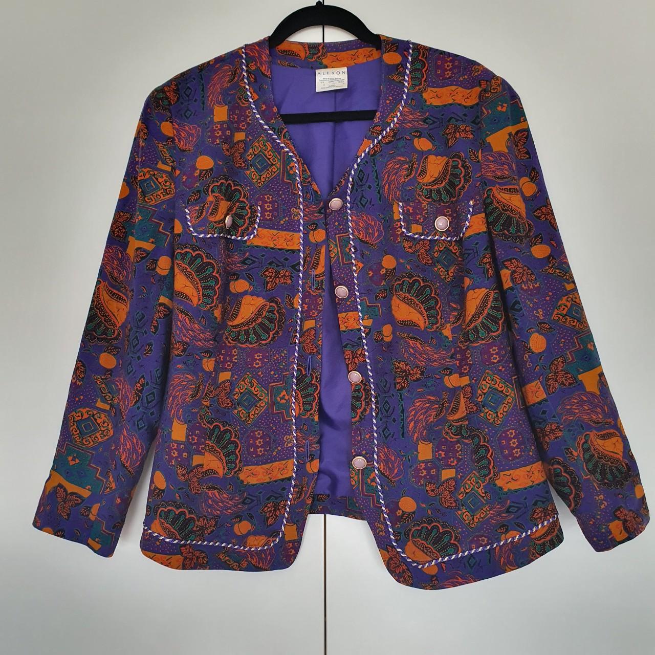 Alexon Vintage Jacket Purple, orange and green... - Depop