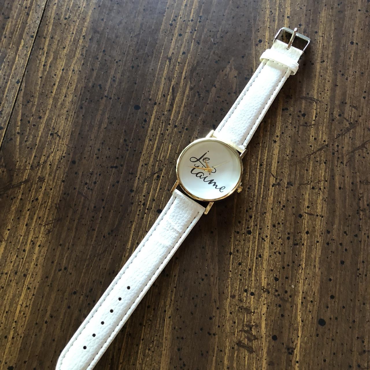 JCPenney Women's White and Gold Watch Depop