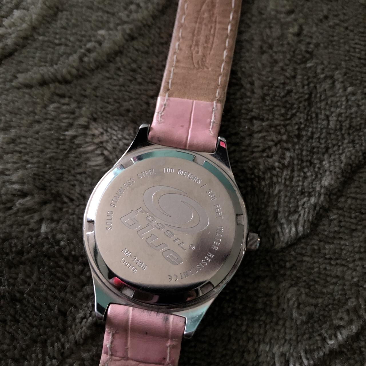 2000 Fossil Watch Pink With Rhinestones, Rose - Depop