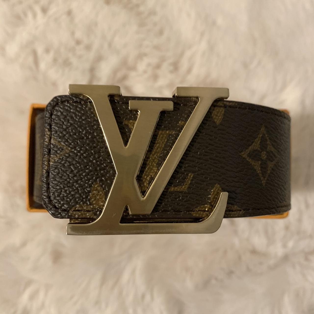 Louis Vuitton Gold Buckle Leather Belt Rare vintage - Depop