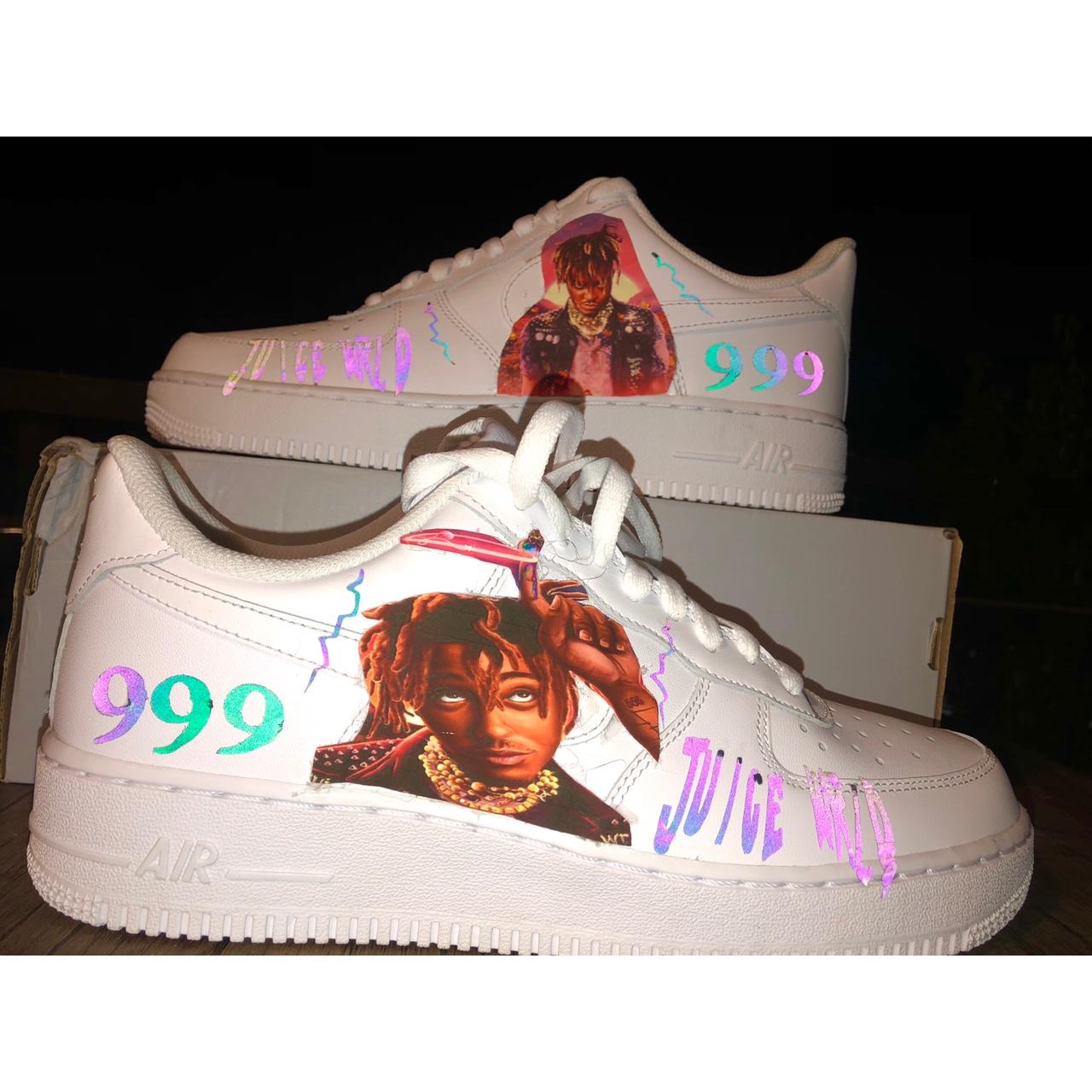 Nike airforce 1 customs Juice wrld airforce Black - Depop