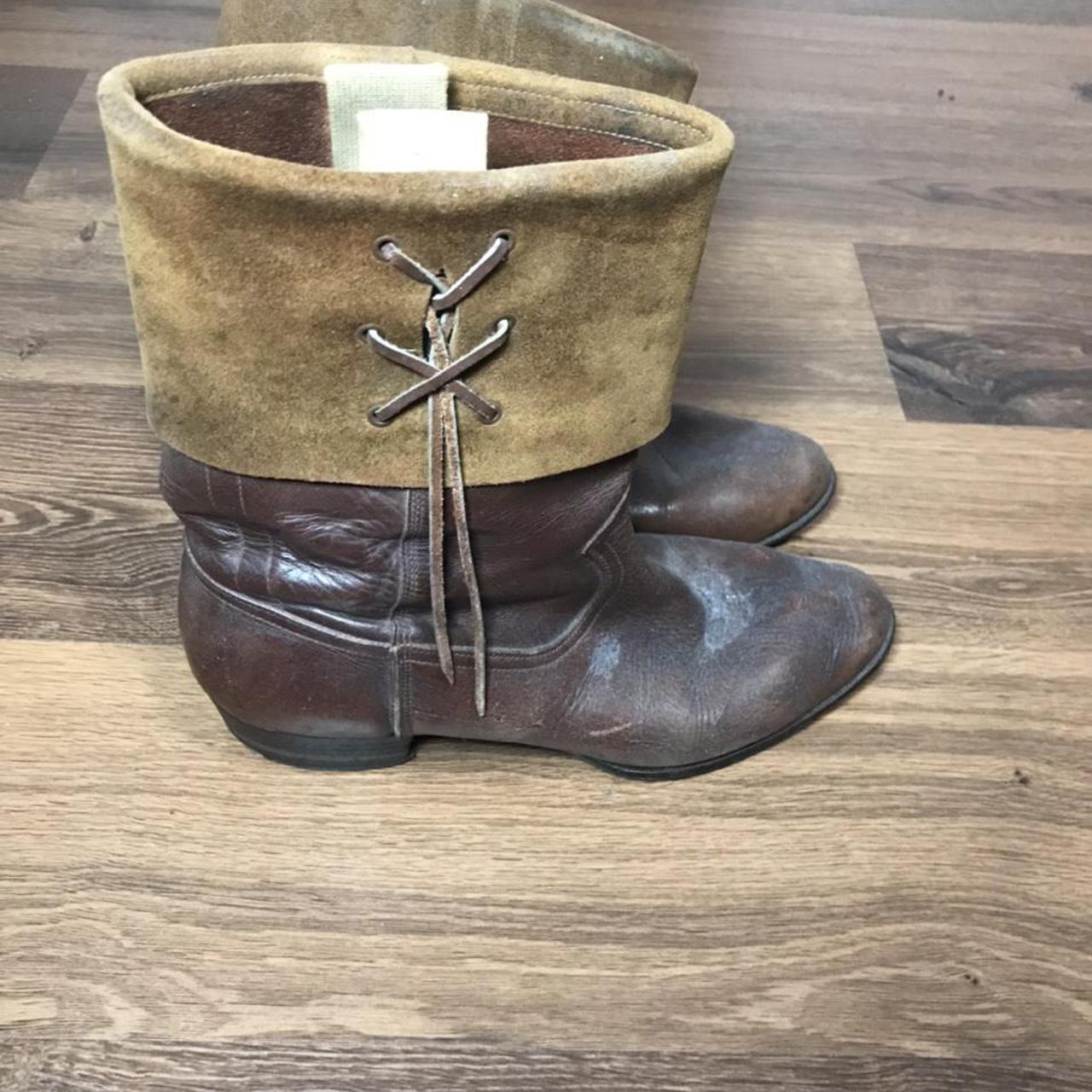 50’S VINTAGE BROWN LEATHER BOOTS OLDSTYLE MEN’S... Depop