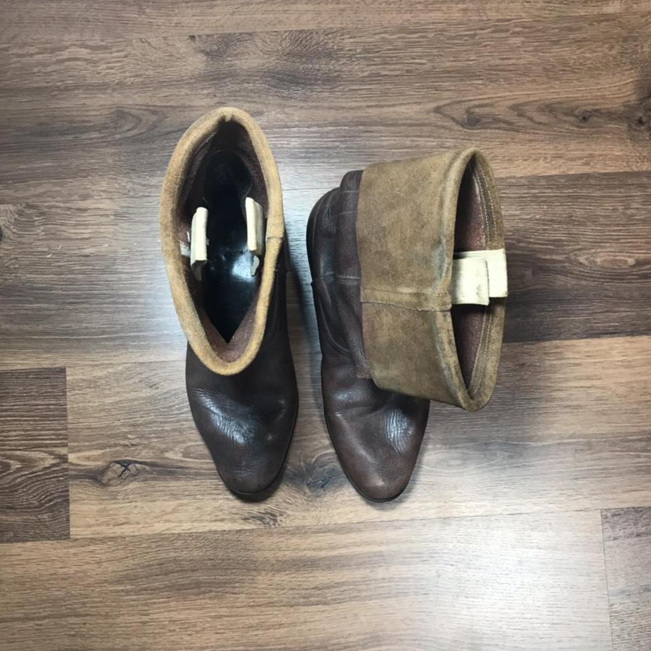 50’S VINTAGE BROWN LEATHER BOOTS OLDSTYLE MEN’S... Depop