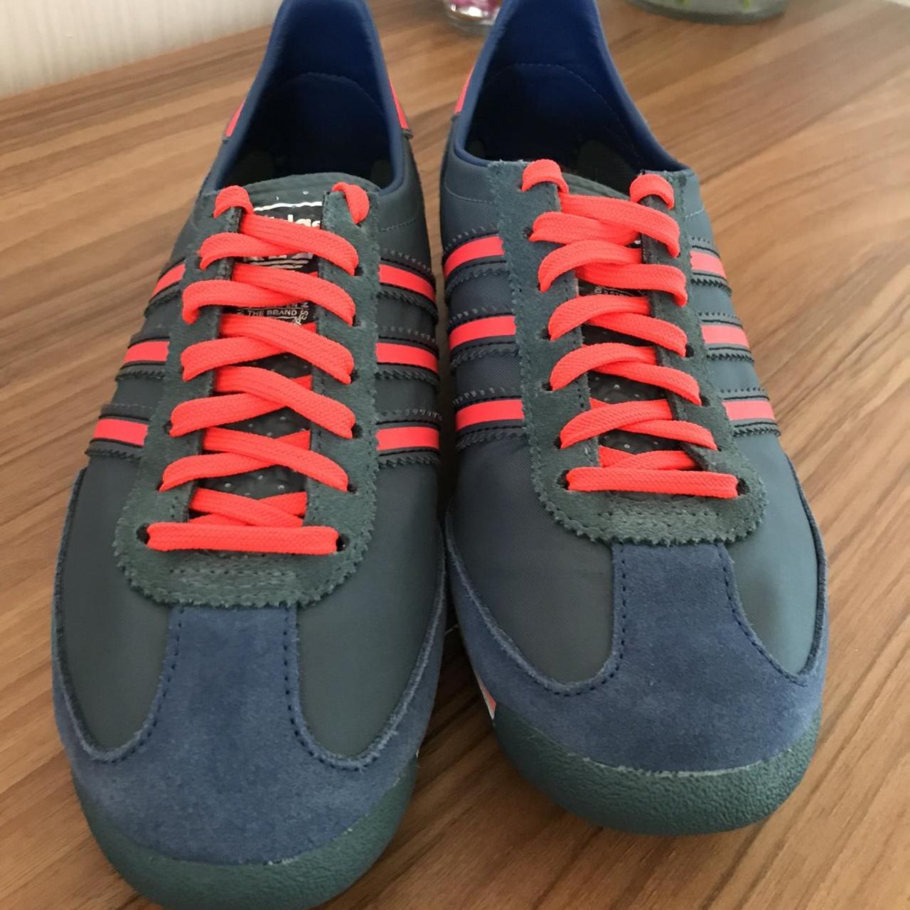 Adidas Originals Women's Blue and Orange Trainers | Depop