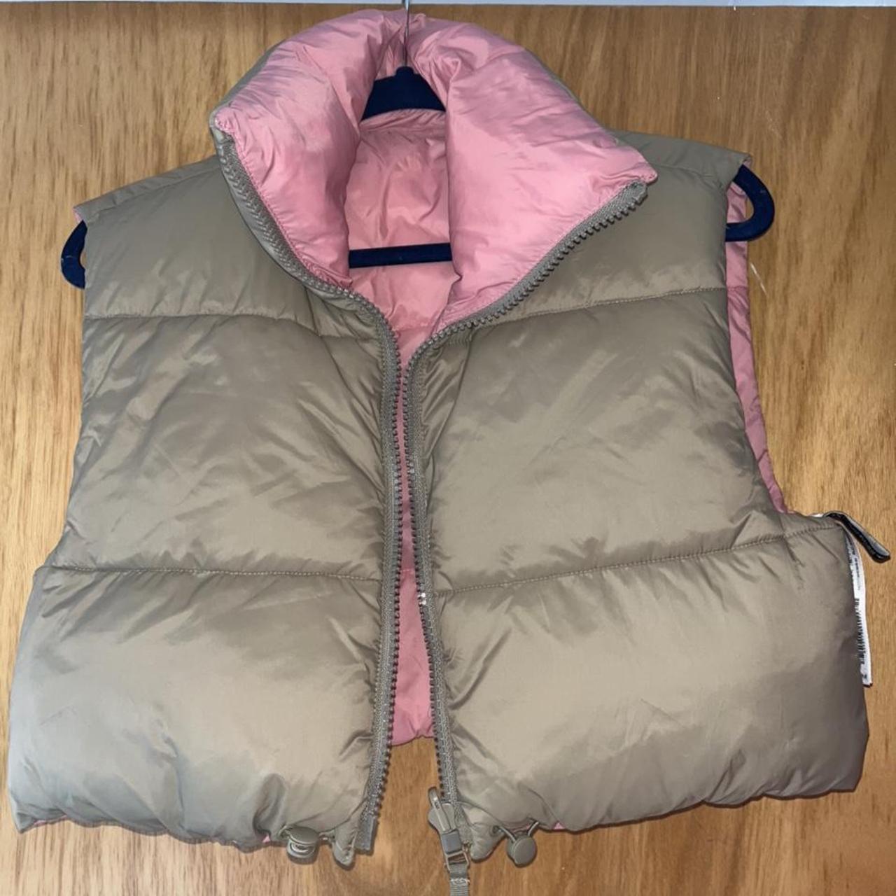 zara pink and brown gilet