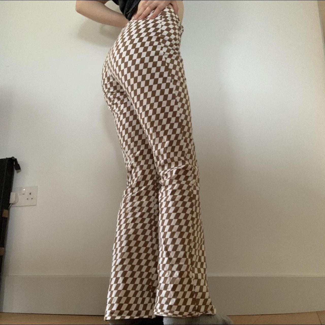 Motel rocks checkered brown and white straight leg... Depop