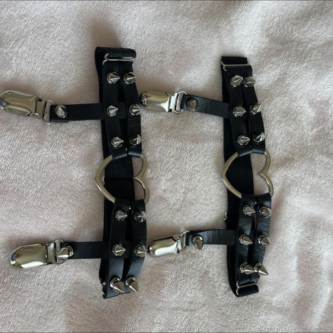 Black Heart Studded Garters Depop