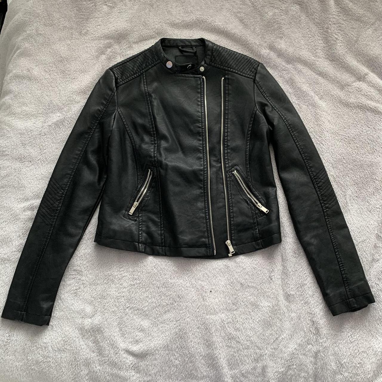 Faux leather jacket 🖤 Perfect condition- never worn... - Depop