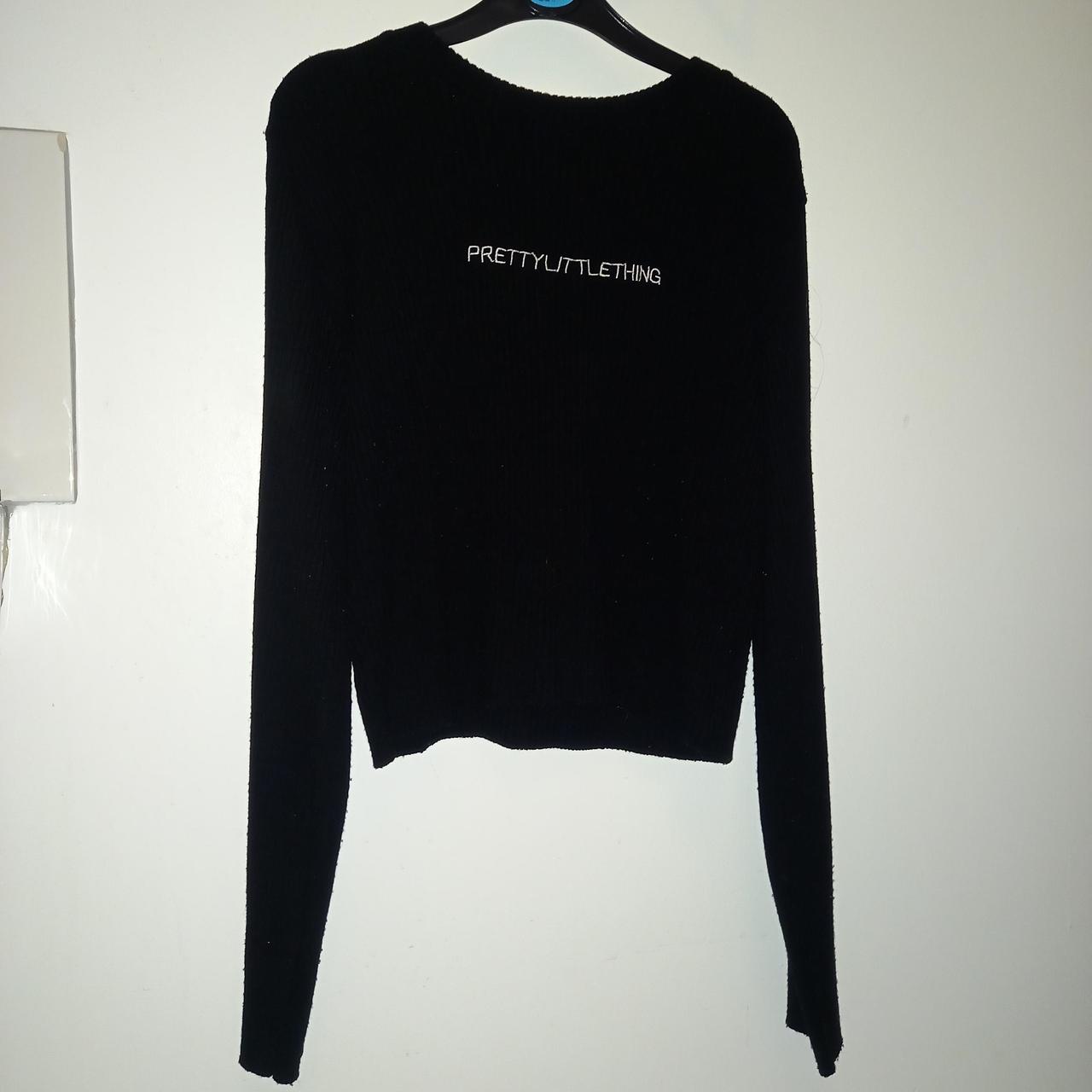 Prettylittlething Black Ribbed Cropped Sweater... - Depop