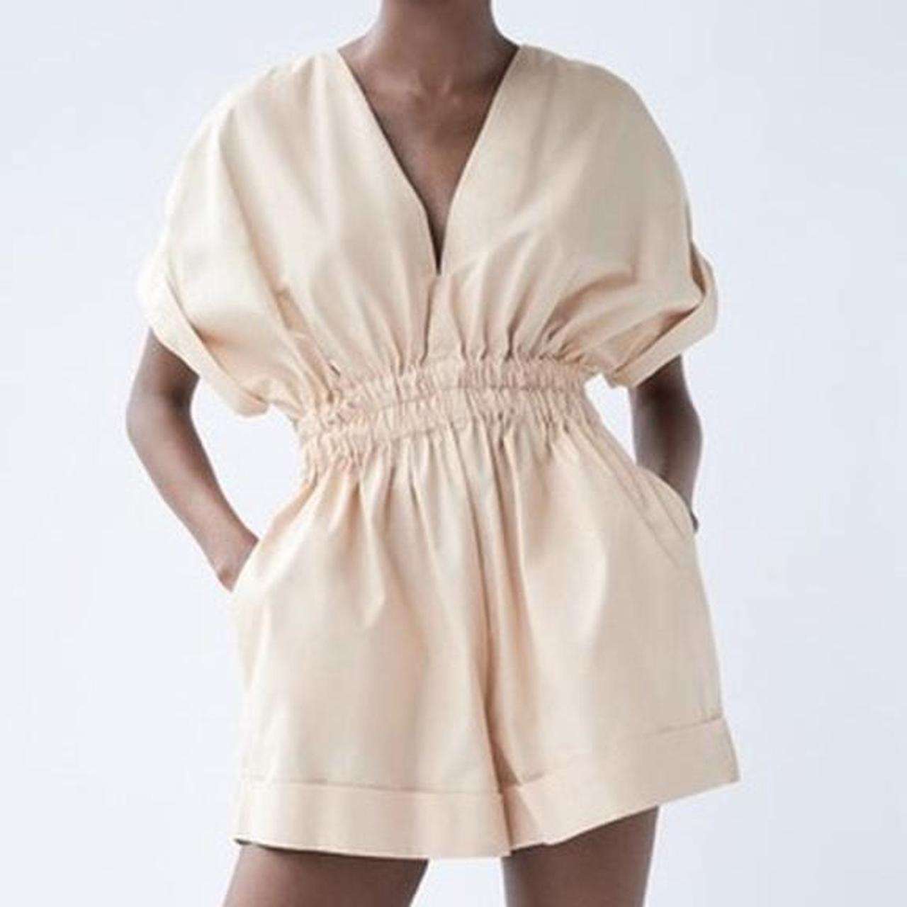 zara beige playsuit