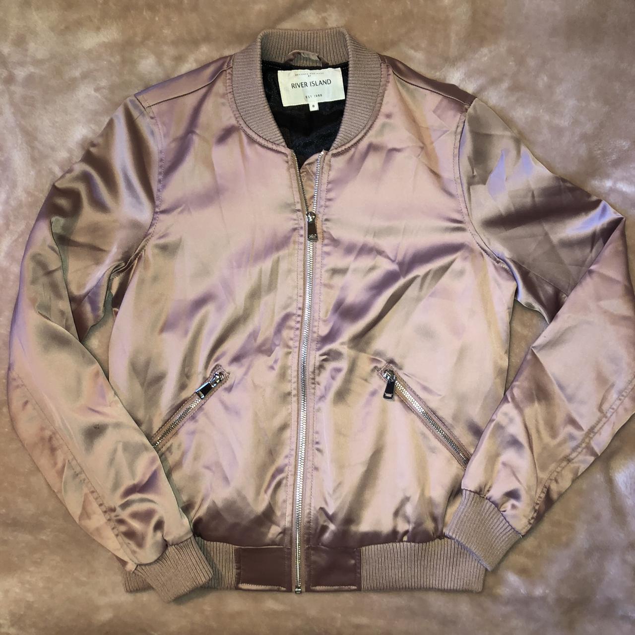 Rose gold clearance satin bomber jacket