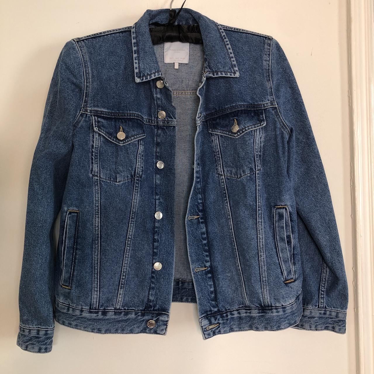 ZARA denim jacket with shoulder pads. zara... Depop