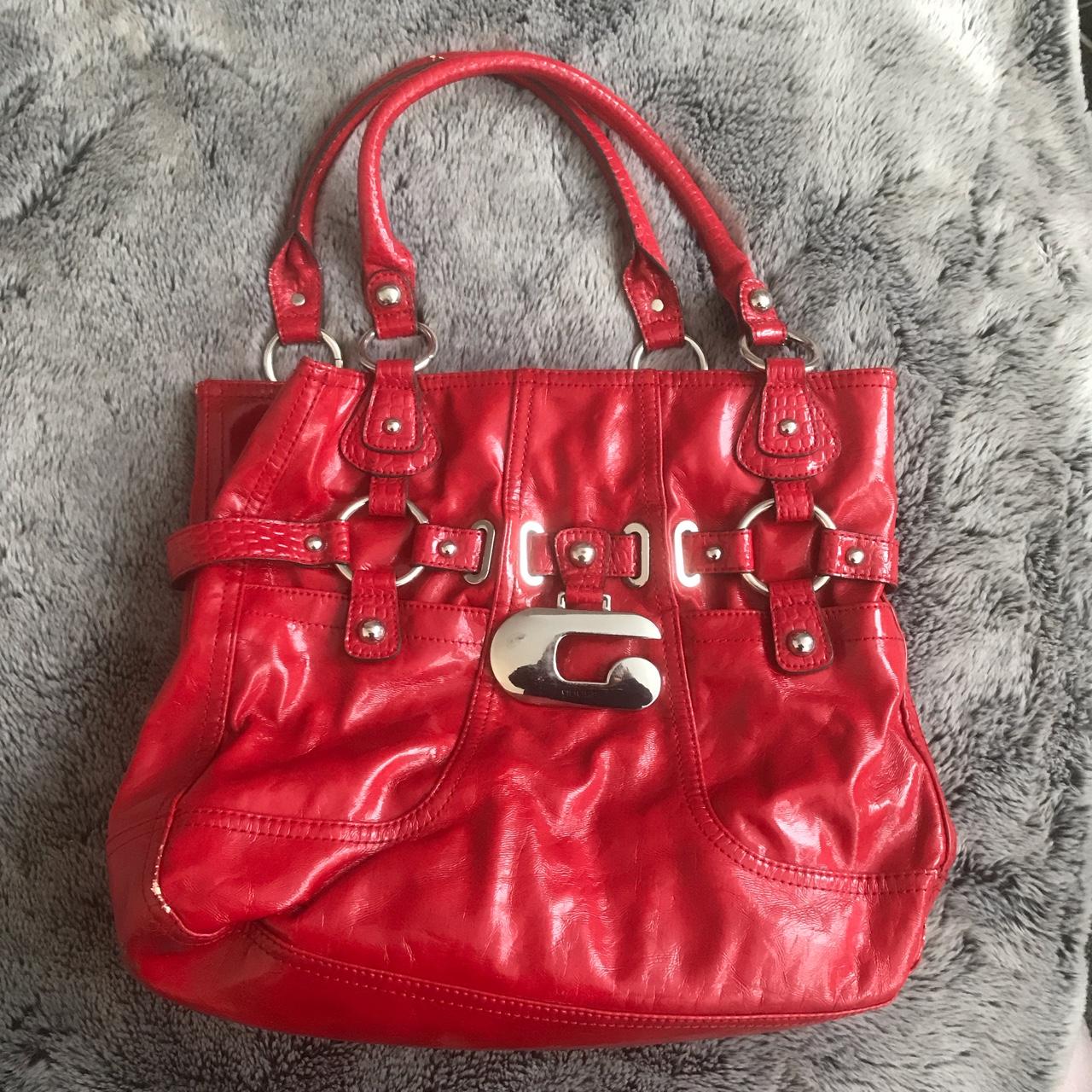 Vintage Red Patent leather authentic Guess handbag ... - Depop