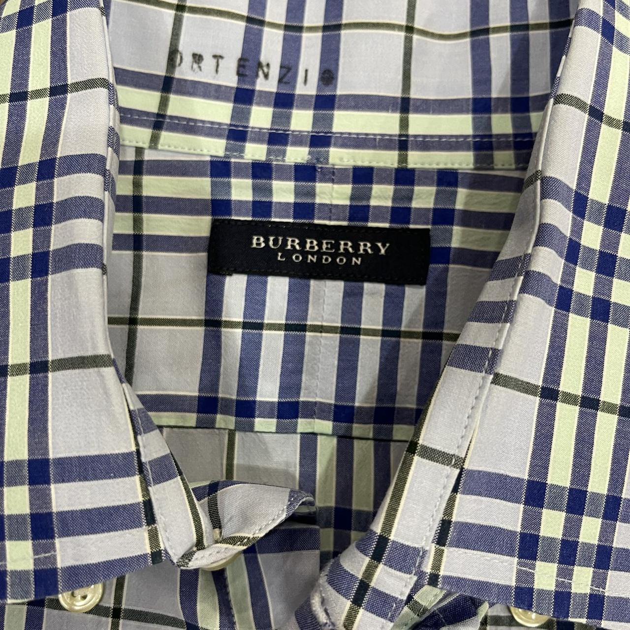 Burberry Blue Plaid Button Up Long Sleeve... - Depop