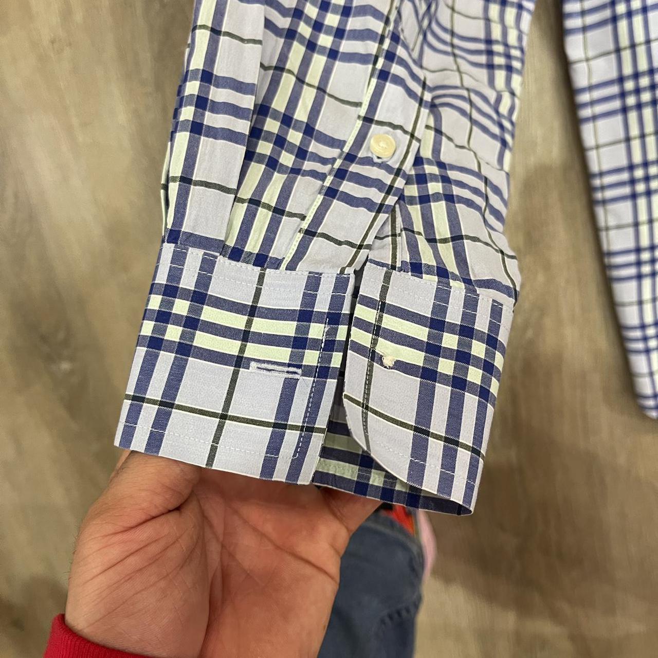 Burberry Blue Plaid Button Up Long Sleeve... - Depop