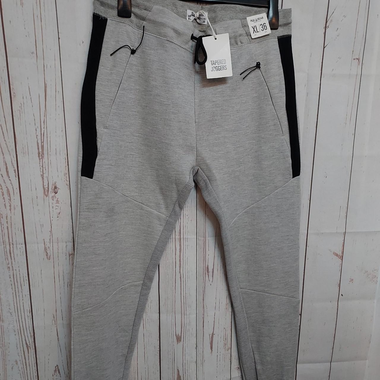 Pull&Bear Men's Grey and Black Joggers-tracksuits