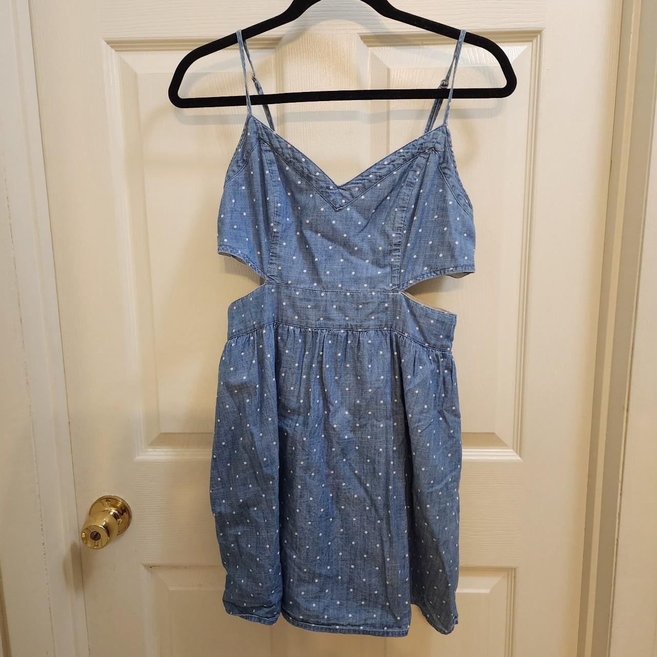 Abercrombie & Fitch Women's Blue and White Dress | Depop