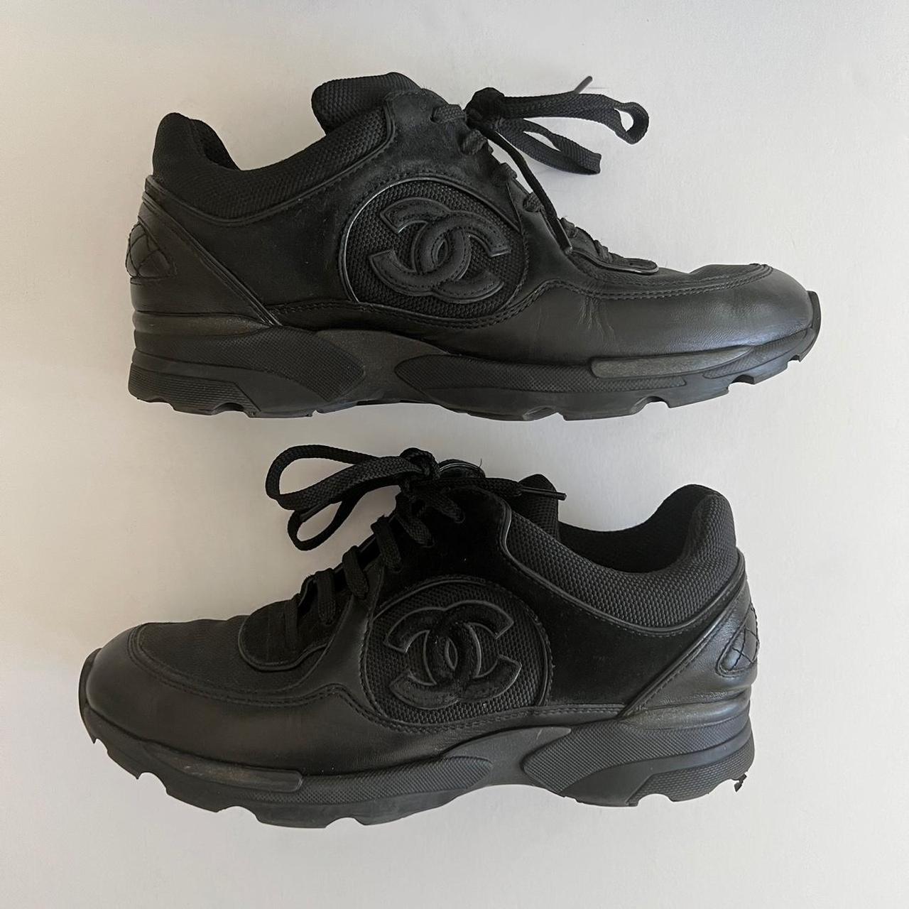 Chanel triple hot sale black trainers