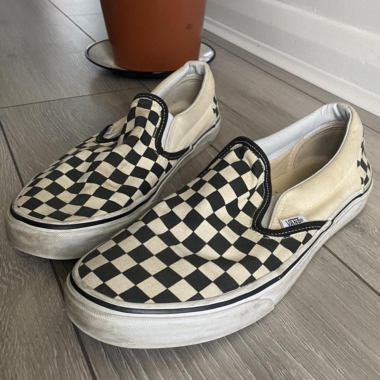 vans slip on checkerboard cream