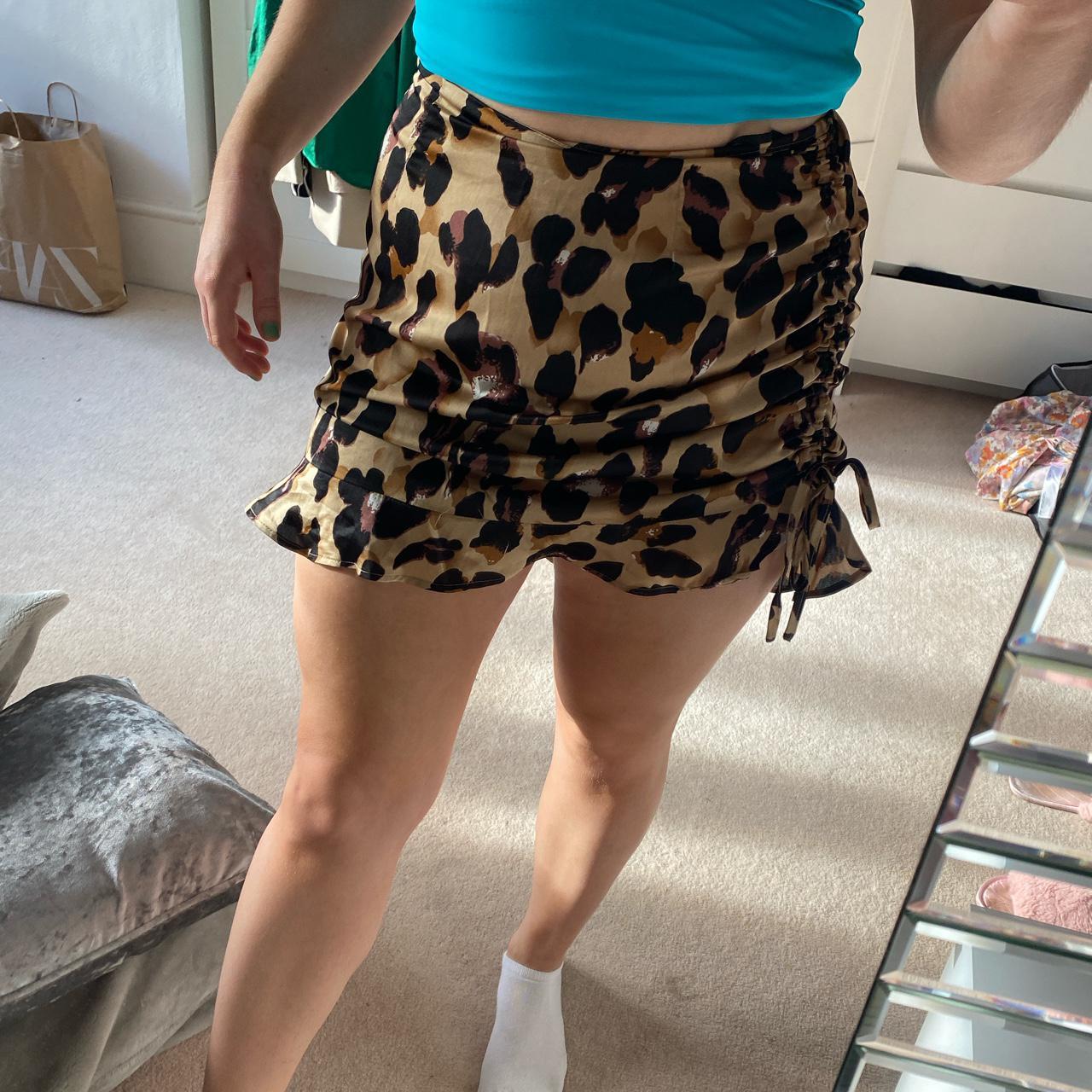 Missguided Leopard Print Ruched Mini Skirt Depop