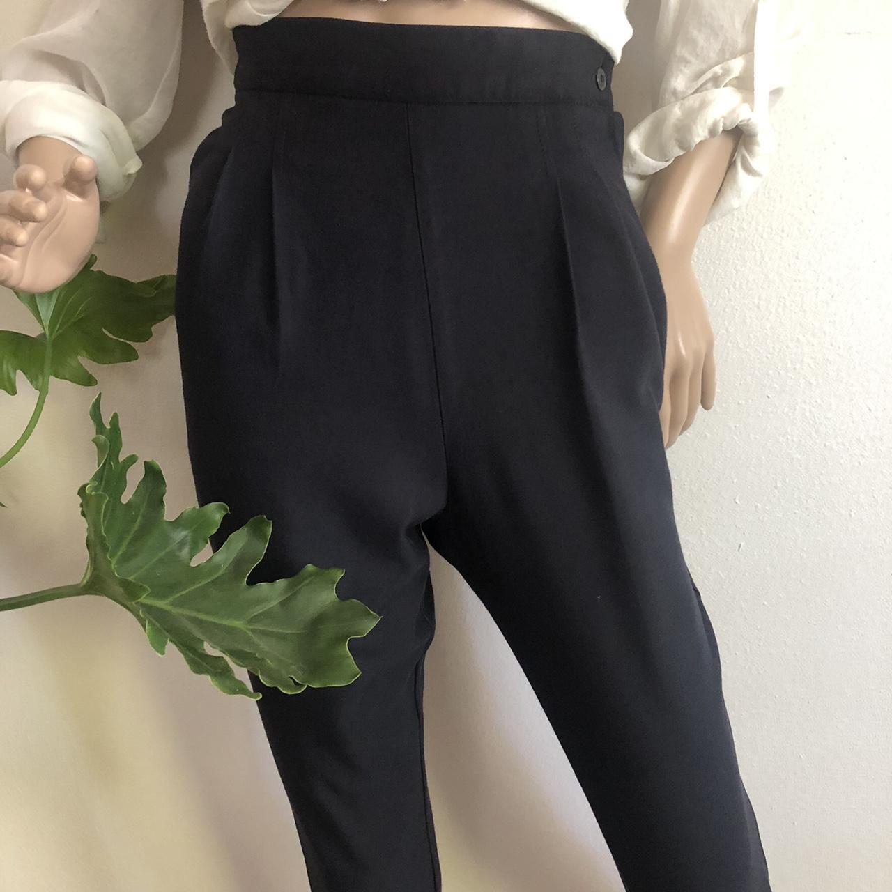 Vintage black trousers High waisted ladies pleated trousers black