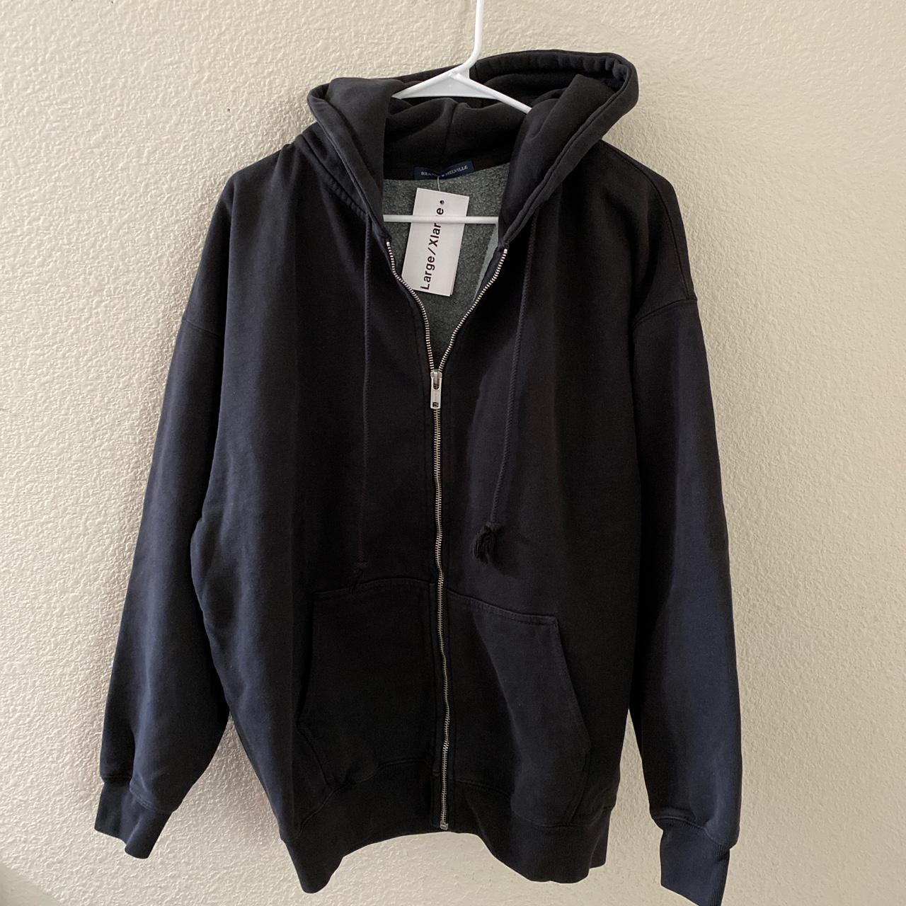 Brandy Melville faded black oversized Christy hoodie - Depop