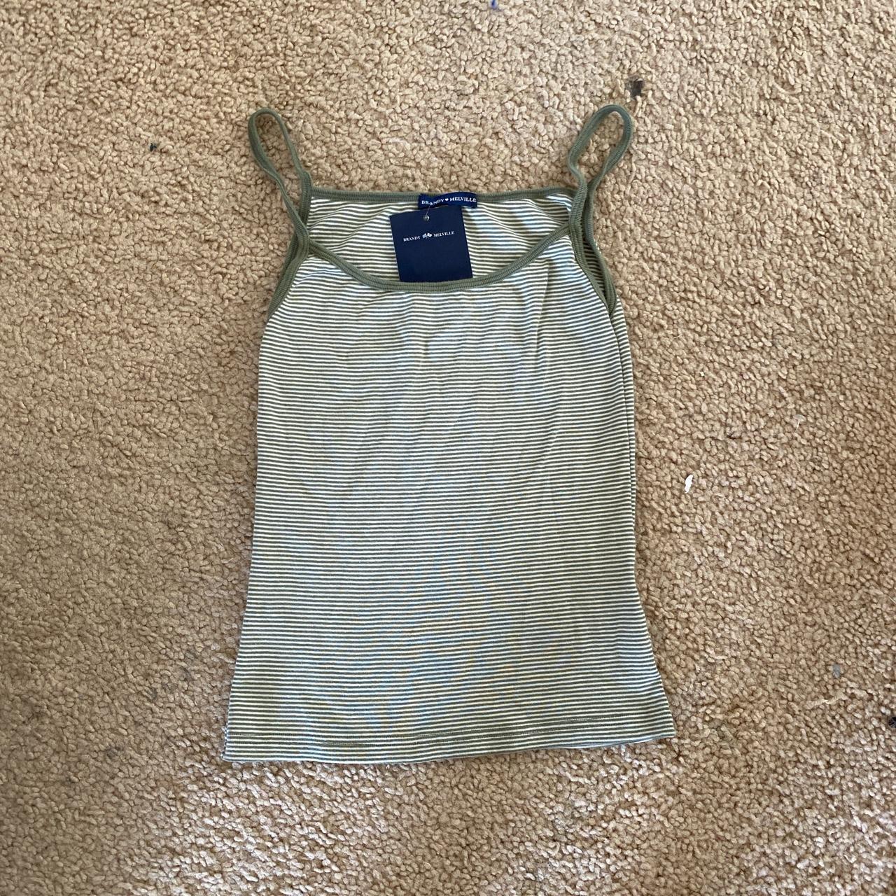 Brandy Melville green striped Skylar tank top Depop