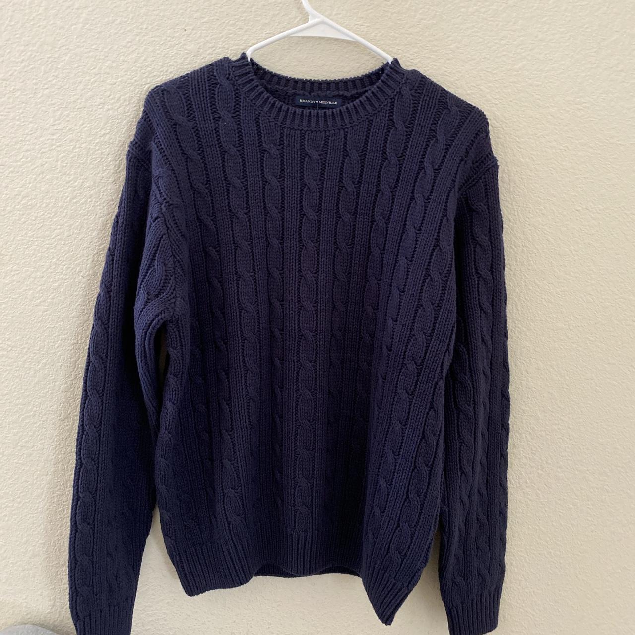 Brandy melville blue Brianna cable knit sweater - Depop
