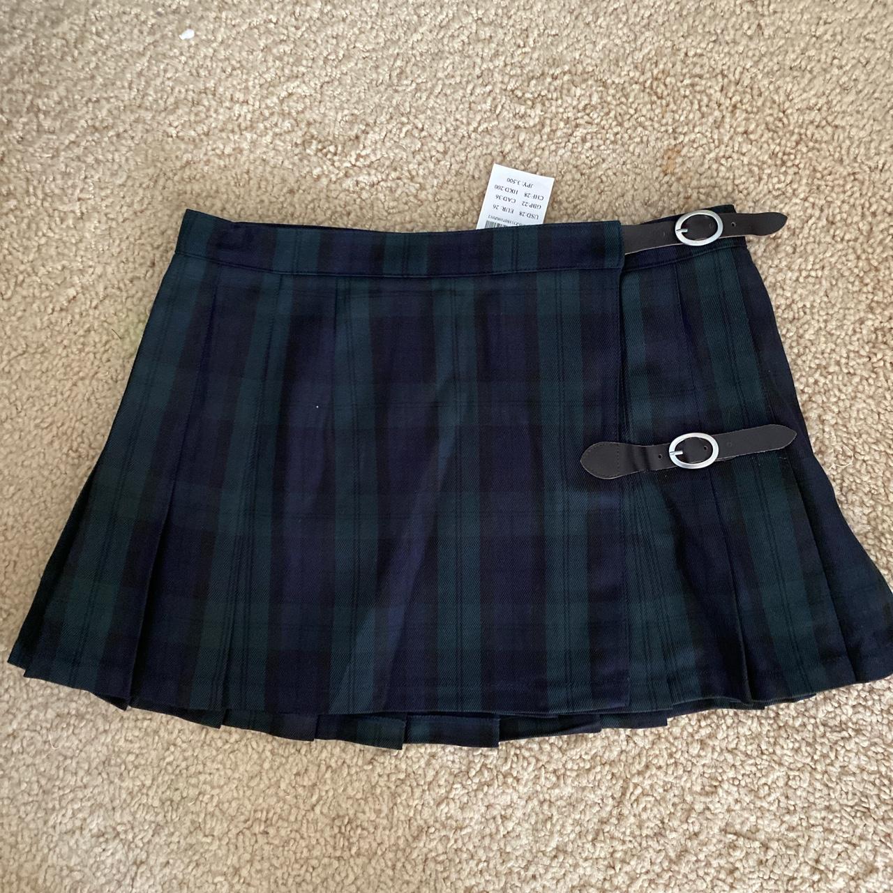 Brandy melville green plaid Dana buckle skirt Depop