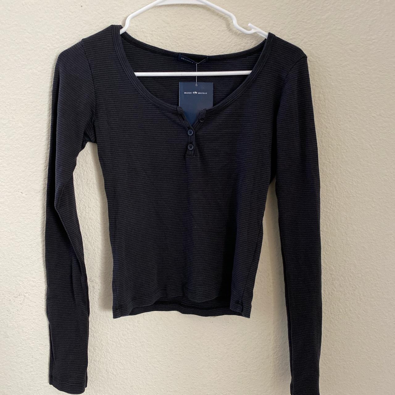 Brandy melville Zelly striped 3 button top - Depop