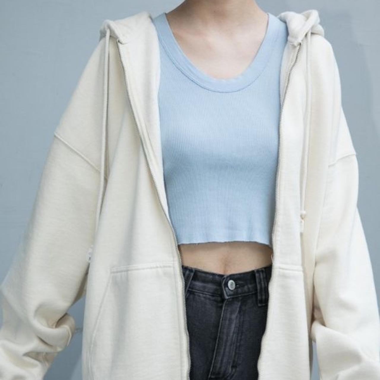 Brandy Melville oversized beige Carla hoodie Depop