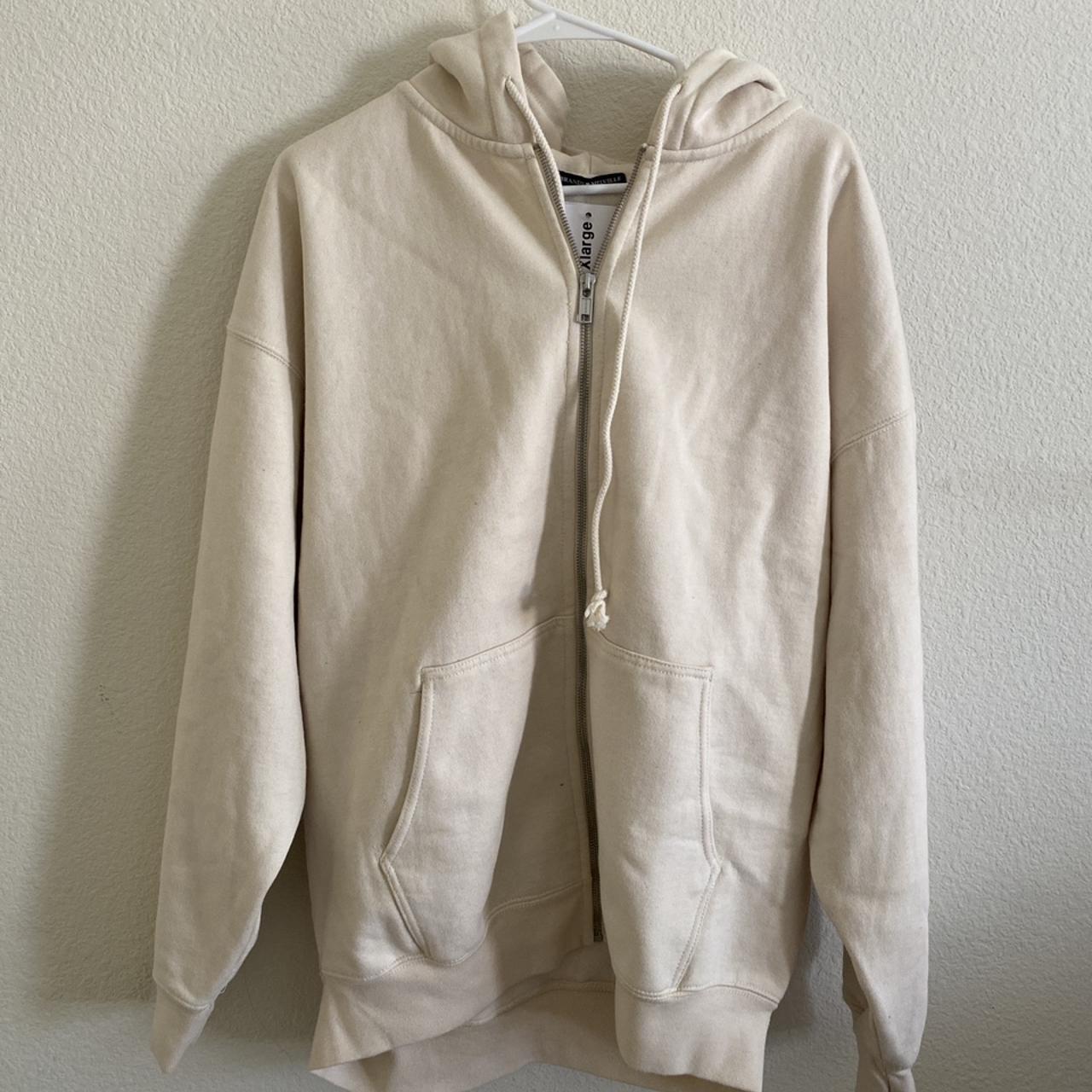 Brandy Melville oversized beige Carla hoodie - Depop