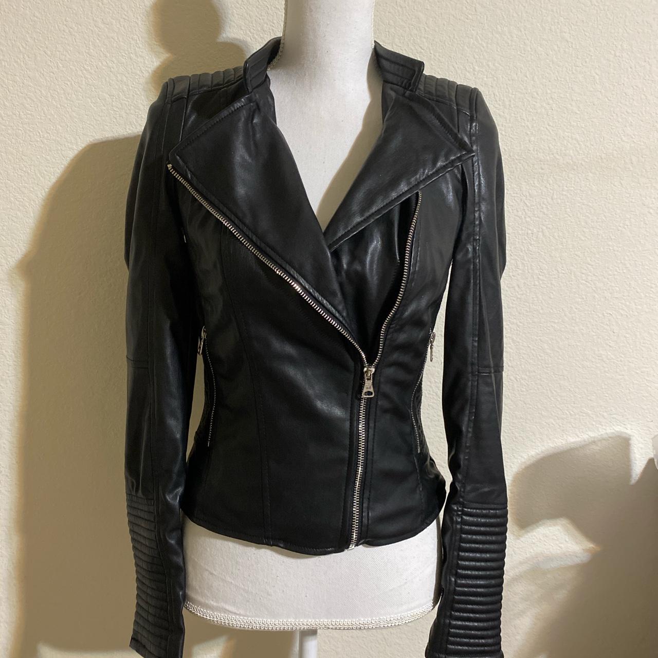 Zara trafaluc faux leather moto jacket Item is in... - Depop