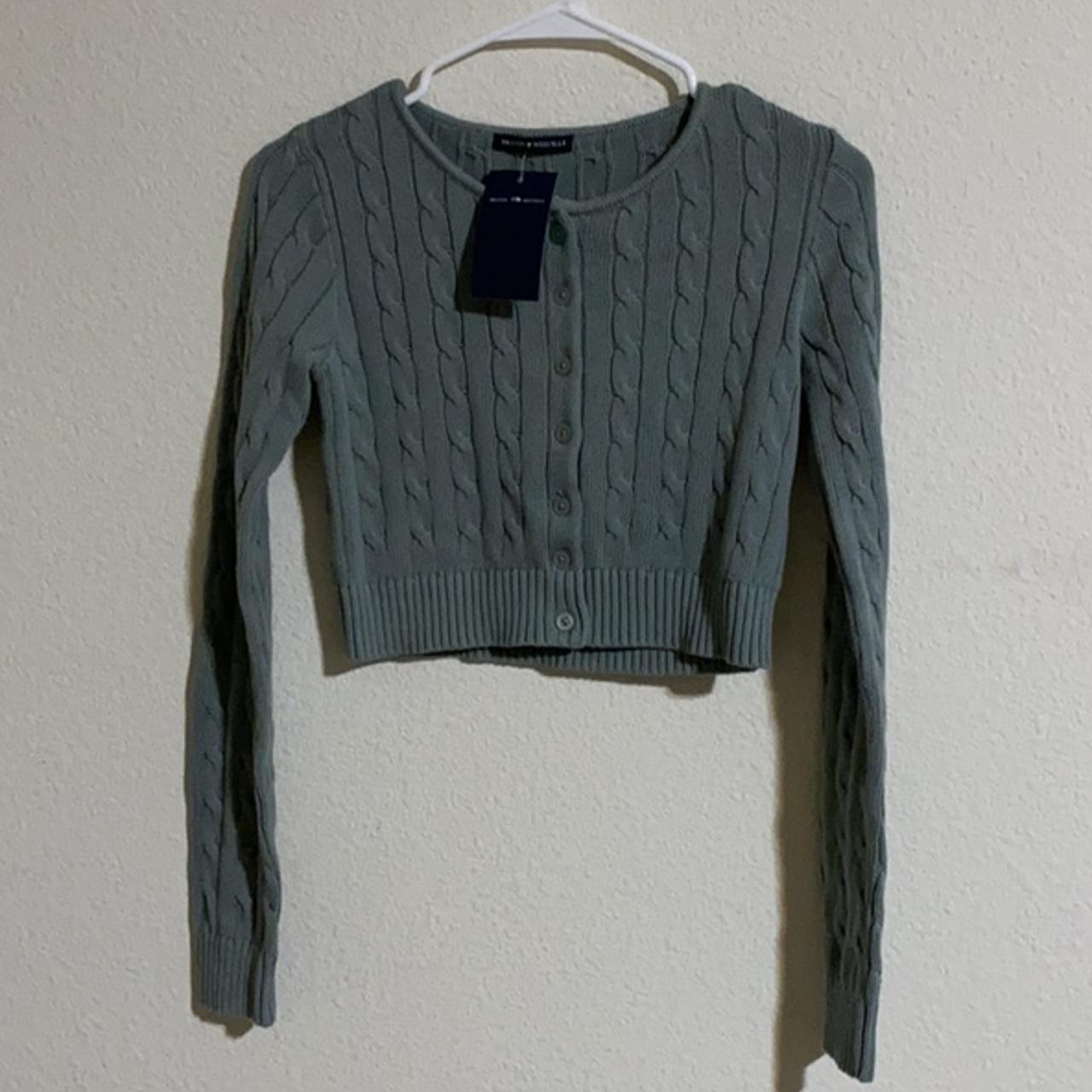 Brandy Melville green athelia cable knit top Depop