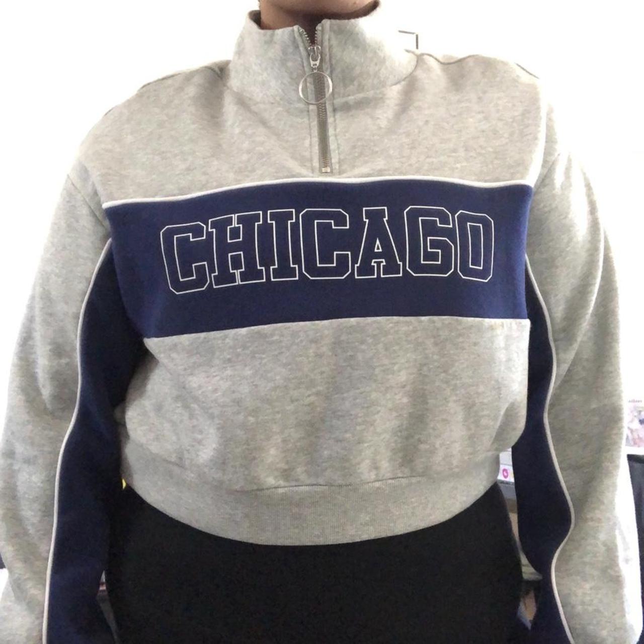 h m divided chicago cropped hoodie size Depop