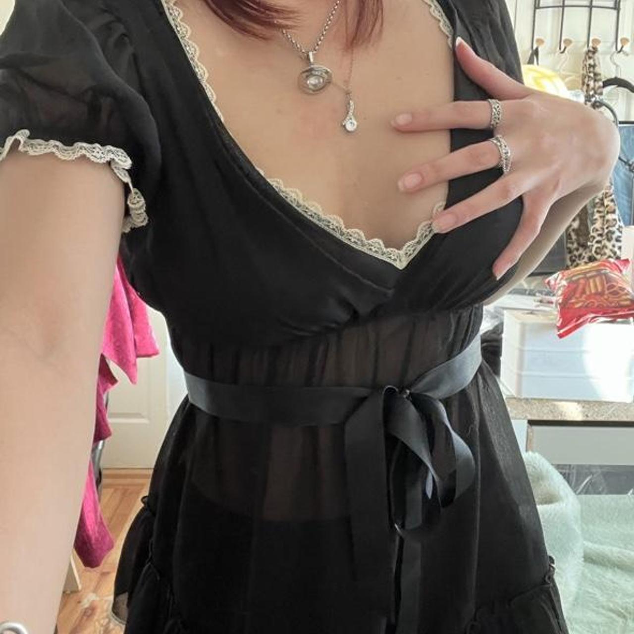 japanese brand "l'est rose" babydoll sheer top DEPOP... Depop