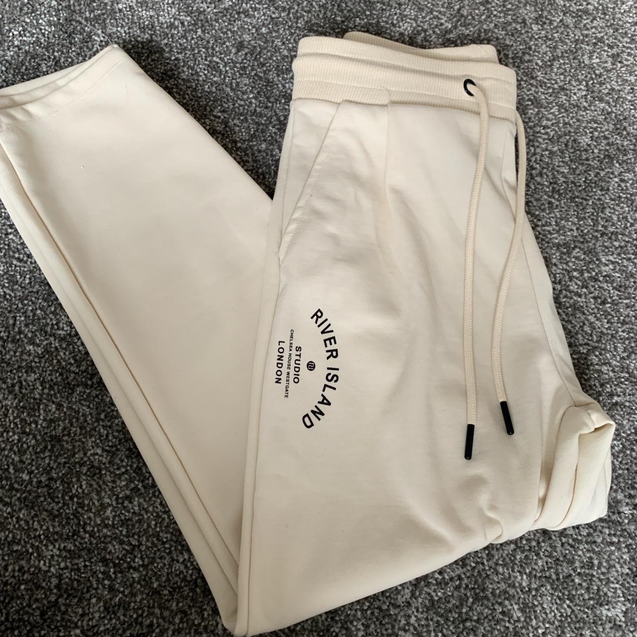 River island cream online joggers