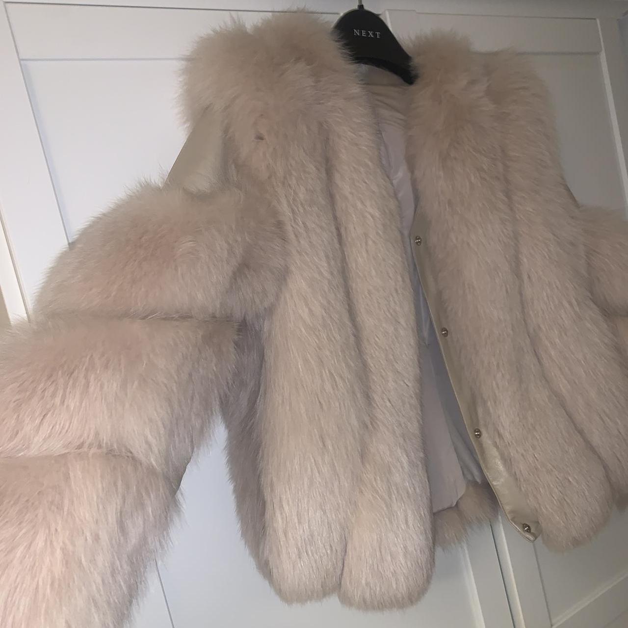 Fox fur coat with leather panelling Would fit a size... - Depop