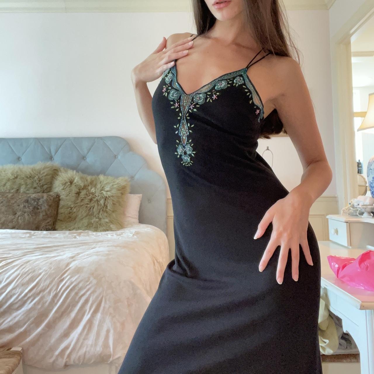 Amazing vintage beaded top black long dress. Best to... - Depop