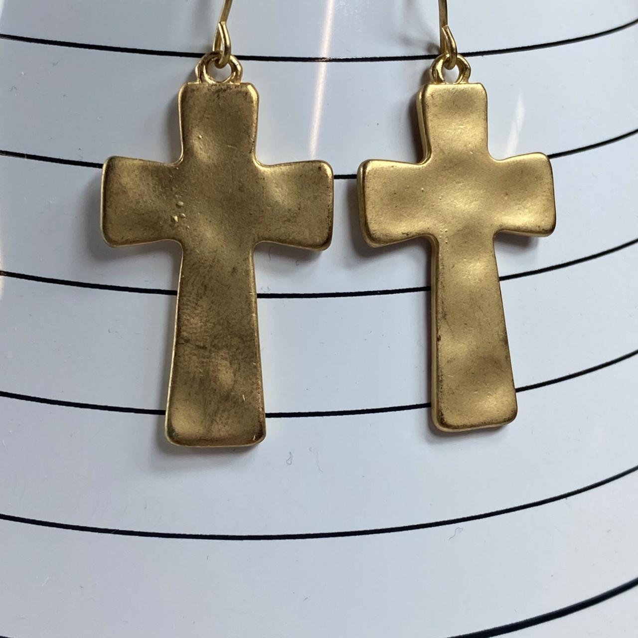 Product Image 1 - Gold Color Cross Earrings Pierced