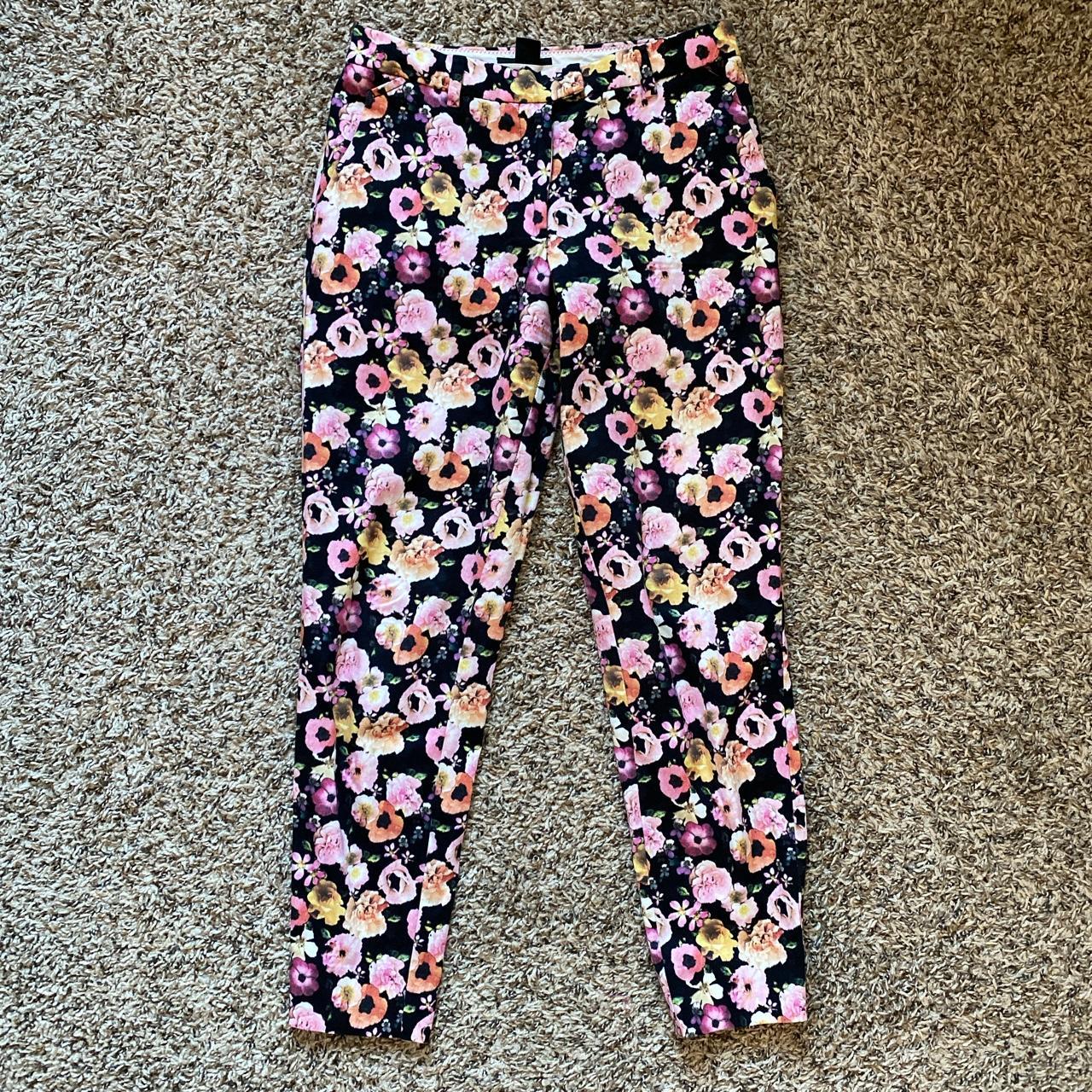 Zara pink floral sales trousers