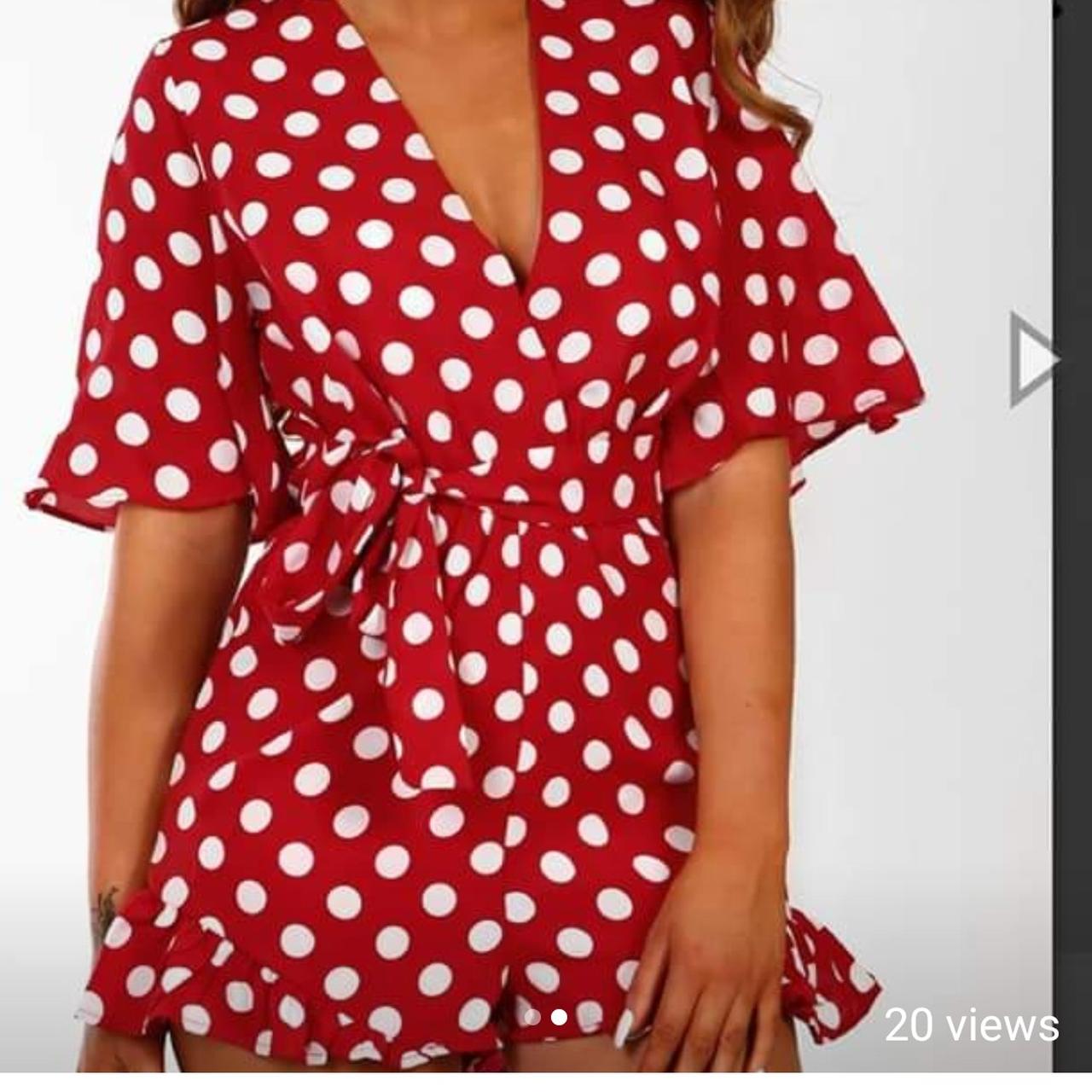 Pink Boutique red polka dot playsuit, Size 12,