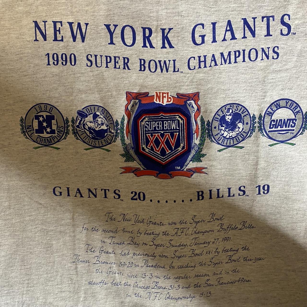 Vintage 1990 Super Bowl World Champions New York Giants T-Shirt