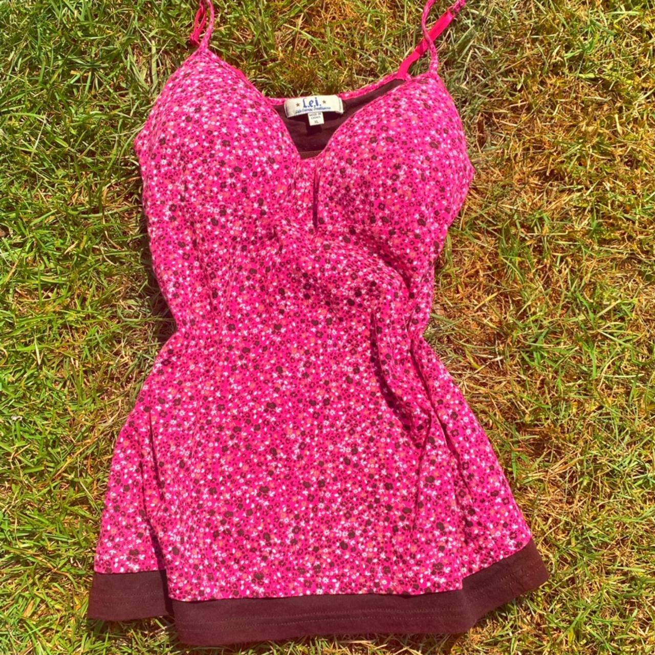 hot pink & brown floral cami!!! perfect... - Depop