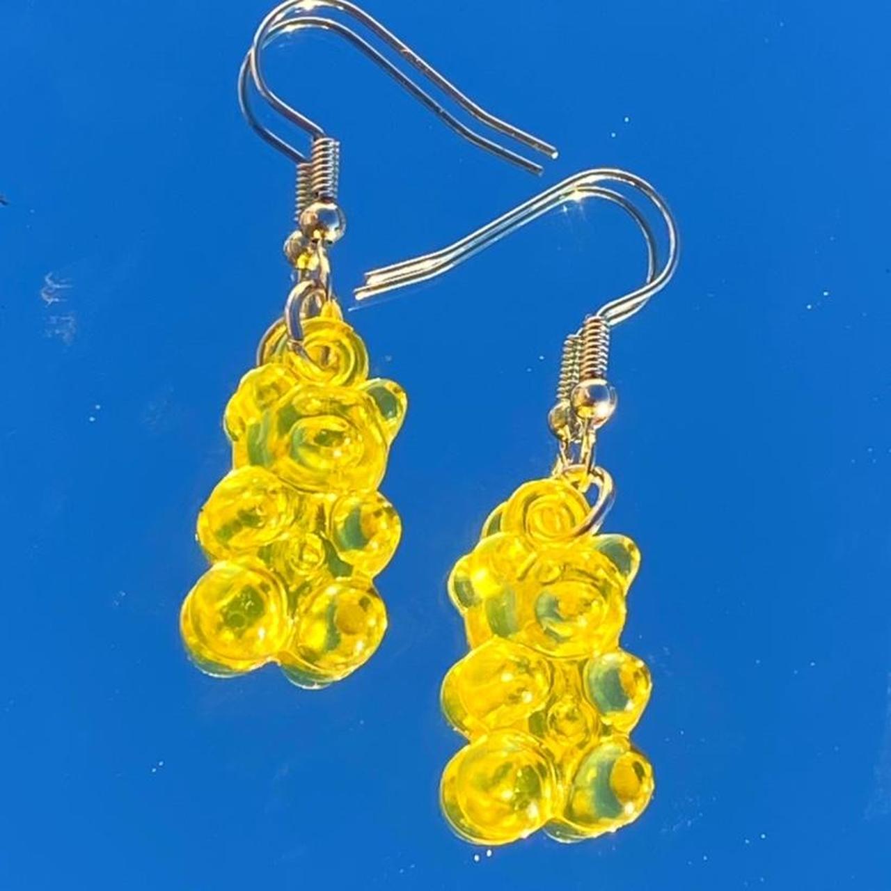 Neon Yellow Gummy Bear Earrings 3 4 Of An Inch Depop