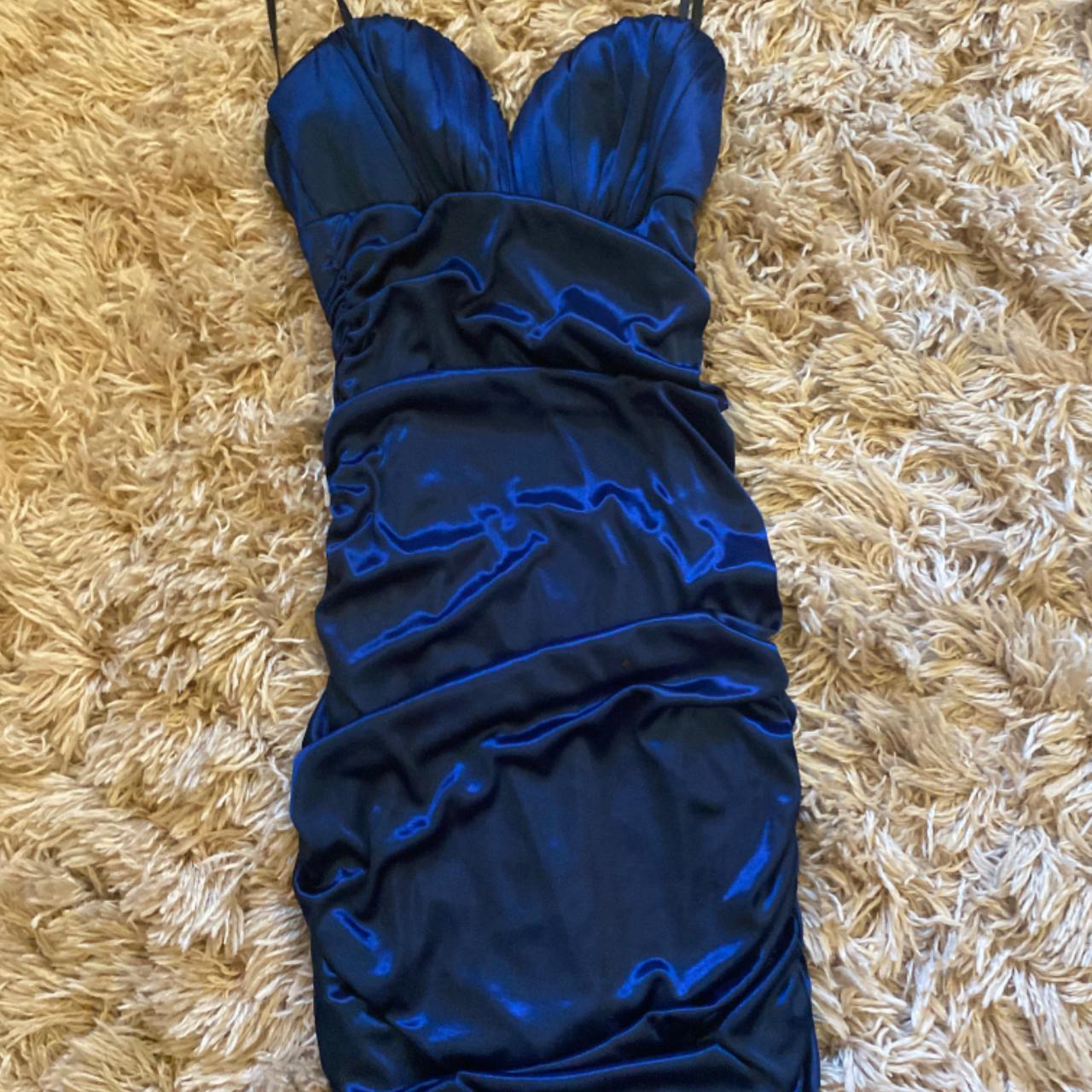 Strapless Royal Blue Mini Dress there’s ruching down... - Depop