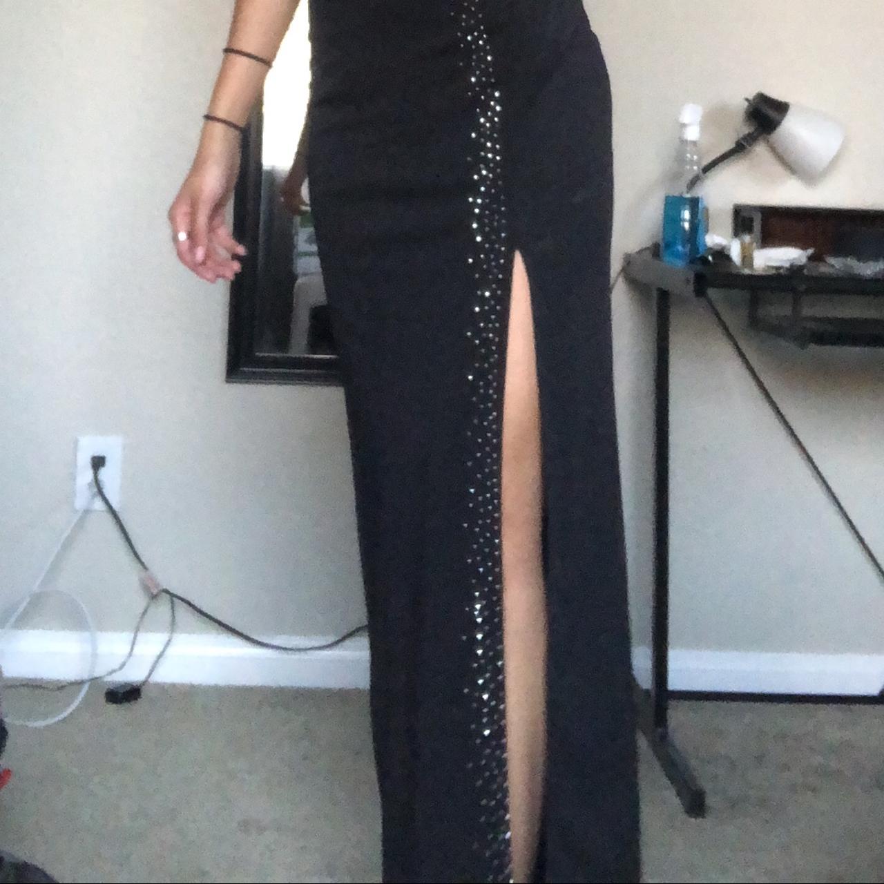 Elegant, form fitting maxi dress with a rhinestone... Depop