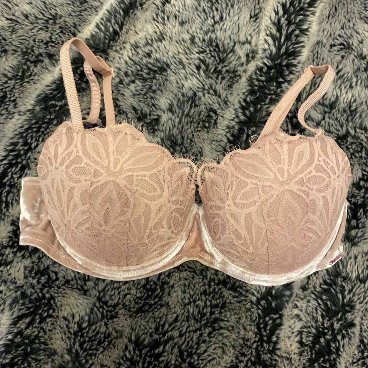 Victoria secret pink - lace pink bra with velour... - Depop